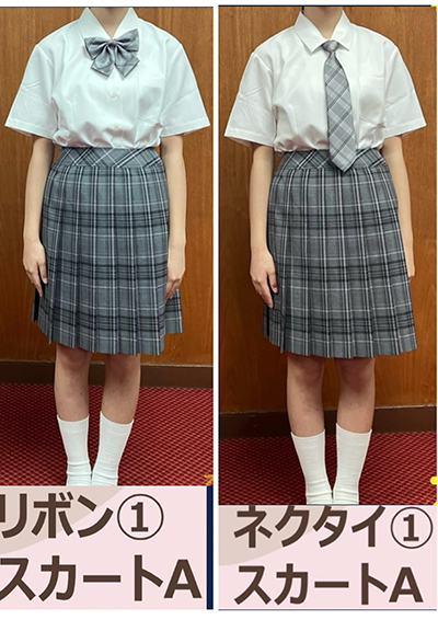 新夏服の投票に用いた写真（リボンとネクタイ①+スカートA）