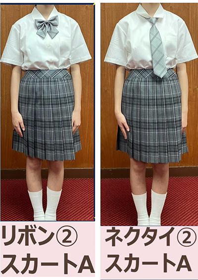 新夏服の投票に用いた写真（リボンとネクタイ②+スカートA）