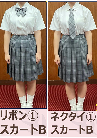 新夏服の投票に用いた写真（リボンとネクタイ①+スカートB）