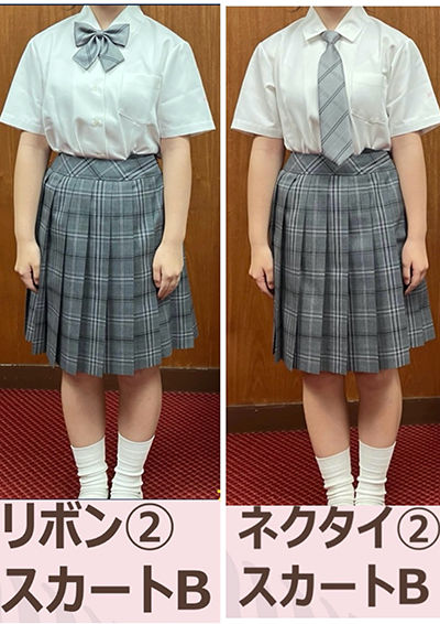 新夏服の投票に用いた写真（リボンとネクタイ②+スカートB）