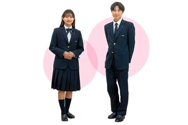 日大櫻丘の冬服。スマートなシルエットと耐久性にこだわり、自宅で手軽に洗濯が可能。