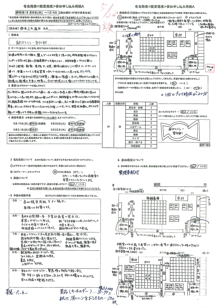 オーディションに参加をする際に提出する参加申込の画像１