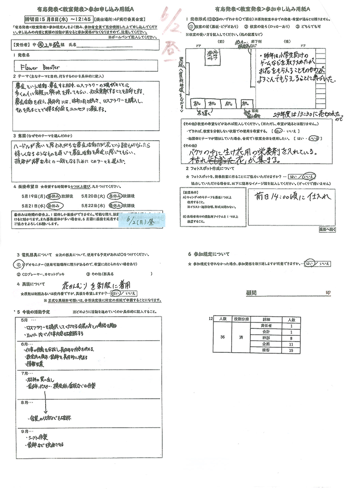 オーディションに参加をする際に提出する参加申込の画像2